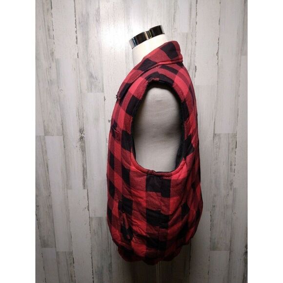 Vintage Hugo Valentino Reversible Red Buffalo Plaid Vest Mens XL Outdoors Vtg - Picture 3 of 5